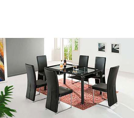Exclusive (UK) Ltd Ebony Rectangular Glass Dining Set