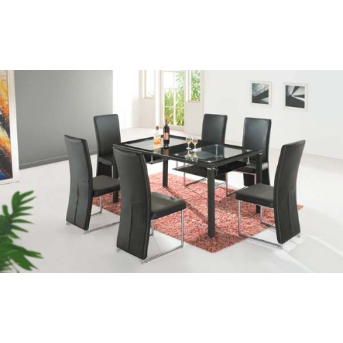 Exclusive (UK) Ltd Exclusive UK Ebony Rectangular Glass Dining Set