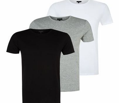 Exclusives 3 Pack Black Grey and White Crew Neck T-Shirts
