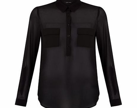 Exclusives Black Popcorn Textured Long Sleeve Blouse 3349835