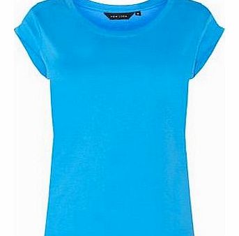 Exclusives Bright Blue Roll Sleeve Plain T-Shirt 3103450