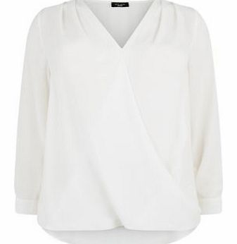 Exclusives Inspire Cream Long Sleeve Wrap Blouse 3315219