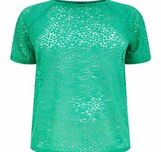Inspire Jade Green Daisy Burnout T-Shirt 3282447