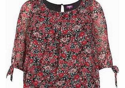 Exclusives Inspire Red Floral Bubblehem Blouse 2975844