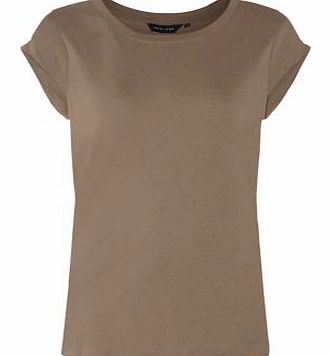 Exclusives Khaki Roll Sleeve Plain T-Shirt 3103449