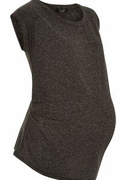 Maternity Black Wrap Back Roll Sleeve T-Shirt