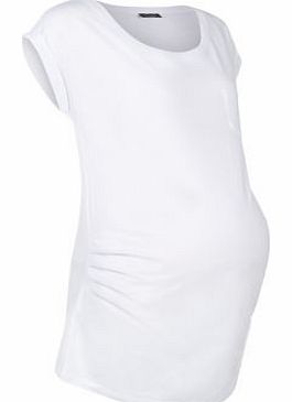 Maternity White Pocket Front T-Shirt 3305591
