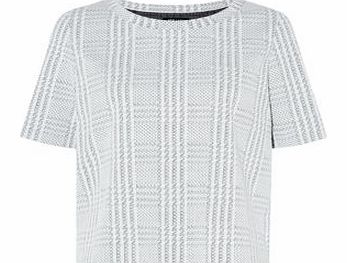 Exclusives Petite Grey Jacquard Check Print Boxy T-Shirt