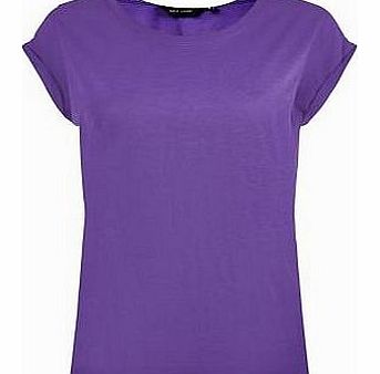 Exclusives Purple Roll Sleeve Plain T-Shirt 3162367
