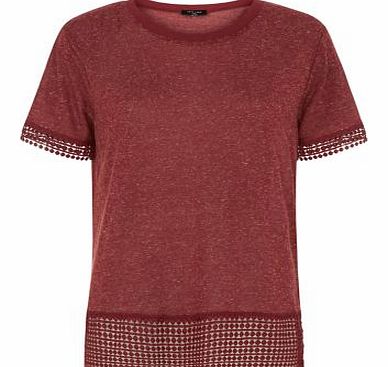 Exclusives Tall Burgundy Geo Crochet Hem T-Shirt 3281092