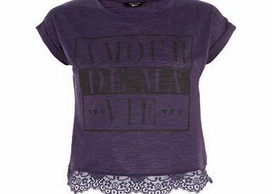 Exclusives Teens Purple Amour Lace Hem T-Shirt 3347319