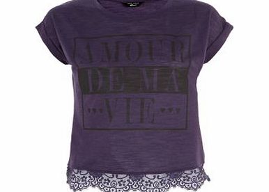 Exclusives Teens Purple Amour Lace Hem T-Shirt 3347320