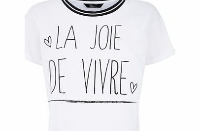 Teens White La Joie Ribbed Neck T-Shirt 3347361