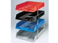 grey plastic desktop filing and letter tray,