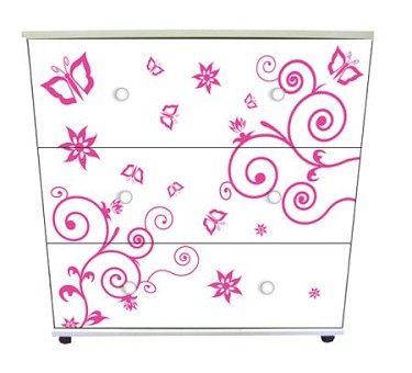 Express 3-Drawer Chest - Pink Butterfly