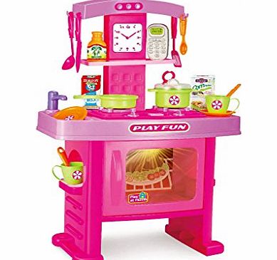 Express trading 19 PIECE ELECTRONIC KITCHEN ISLAND COOKING CHILDRENS PLAY SET TOY WITH LIGHT amp; SOUND - WITH POTS AND PANS