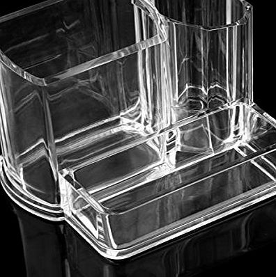 3 SECTION DESK MAKEUP BRUSH HOLDER BEAUTY GLAM CLEAR ACRYLIC COSMETIC STORAGE STAND / MAKE UP BRUSH NAIL POLISH VARNISH LIPSTICK DISPLAY STAND / ORGANISER / RACK / HOLDER CAN ALSO BE USED FOR JEWELRY 