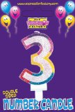 Expression factory Birthday cake number candles - 3 birthday cake number candle - glitter rainbow