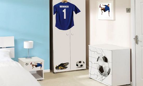 Expressive Furniture Blue Football Design Childrens/Kids White Bedroom Furniture Sets