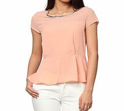 Extasy Peach peplum blouse with sequin detail