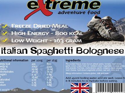 Extreme Italian Spaghetti Bolgnese, Adventure and Expedition Food, High energy, Low weight