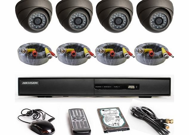 EXVISION 4x 1000TVL 1.3 Megapixel Camera System 4 Channel Hikvision DVR Complete CCTV Home Security Surveillance System   1TB Hard Drive