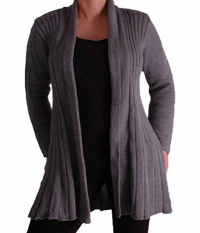 Eye Catch Colorado Open Front Knitted Draped Waterfall Cardigan One Size Charcoal