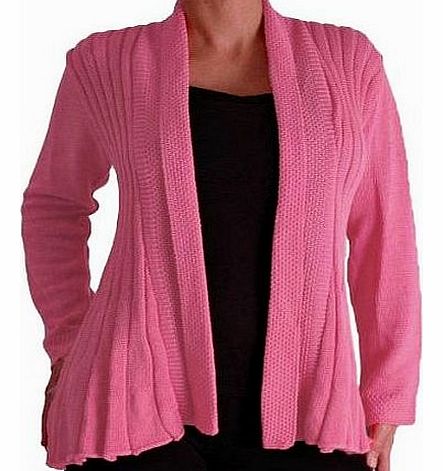 Eye Catch Delaware Open Front Knitted Draped Waterfall Cardigan One Size Baby Pink