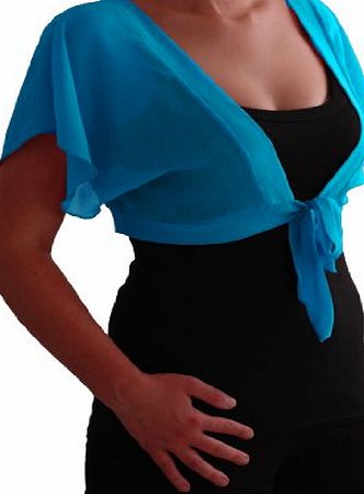 Eye Catch EyeCatch - Dixie Womens Crepe Short Bolero Shrug Wrap Cardi One Size Turquoise