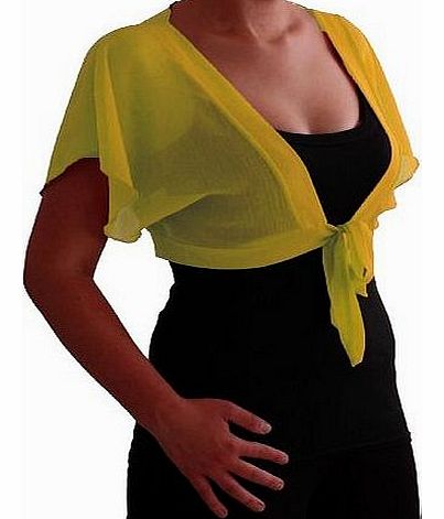 EyeCatch - Dixie Womens Crepe Short Bolero Shrug Wrap Cardi One Size Yellow