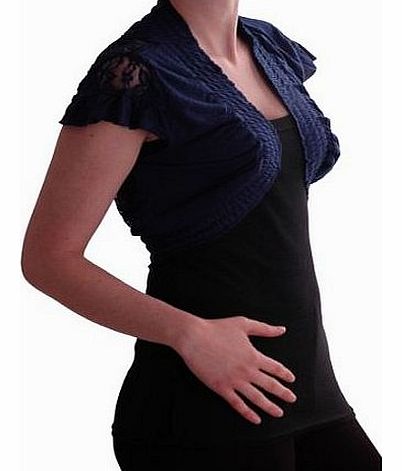 Eye Catch EyeCatch - Melissa Stretch Lace Jersey Ladies Bolero Shrug One Size Navy