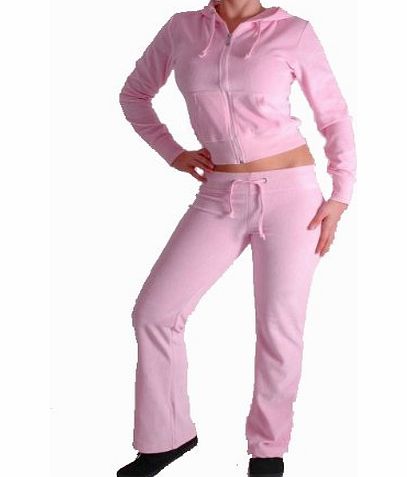 EyeCatchClothing - Womens Velour Tracksuit Leisure Suit Pink Large