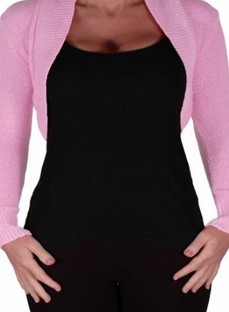 Eye Catch EyeCatchKnitwear - Lara Long Sleeve Knitted Bolero Shrug One Size Pink