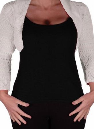 Eye Catch EyeCatchKnitwear - Lilly Crochet Knit Shrug White