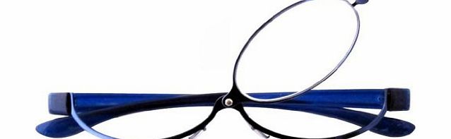 Eyekepper Non Prescription Stainless Steel Frame Plastic Temple Magnifying Eye Make Up Glasses Eyeglasses Blue  3.0