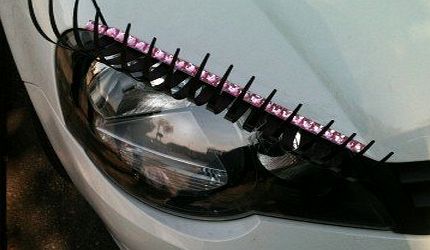 Eyelash Black with silver crystal eyeliner set of 2 (ONE PAIR) (Pink)