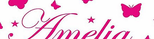 PERSONALISED STAR BUTTERFLYS GIRLS BEDROOM WALL ART MURAL STICKER GIFT ANY NAME ANY COLOUR (Medium)