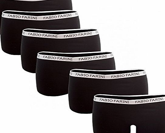 Fabio Farini 6 Cotton Hipster Womens Girls Panties Knickers Set Perfect fit in many colors, size:8/10;colour:Black Set