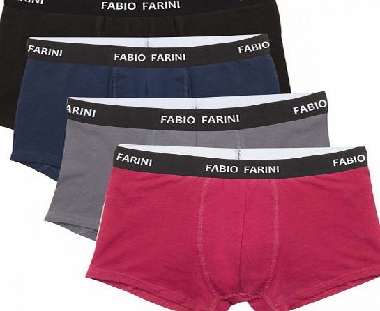 Fabio Farini Pack of 4 Boxershort Fabio Farini Underwear Cotton Rise Underwear Pants, size:L;colour:1x Red 1x Black 1x Grey 1x Blue