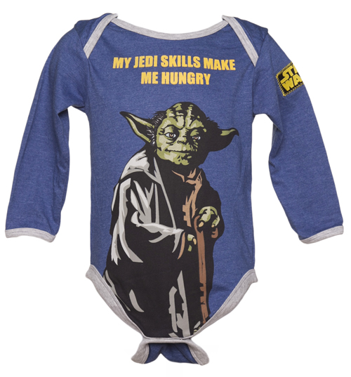 Fabric Flavours Kids Blue Marl Yoda Hungry Star Wars Babygrow