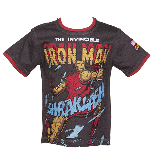 Kids Dark Grey Marl Iron Man T-Shirt from Fabric