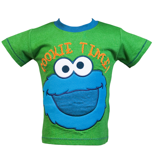 Fabric Flavours Kids Green Cookie Time Sesame Street T-Shirt