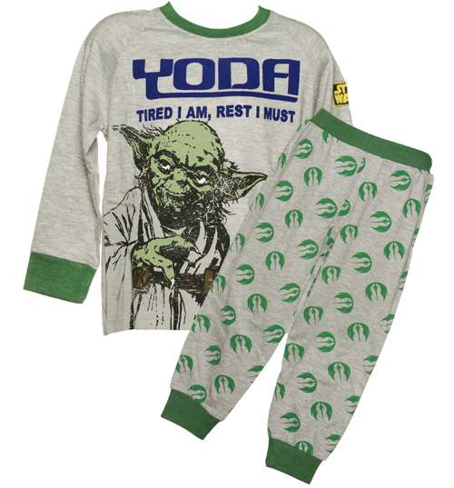 Kids Grey Marl Star Wars Yoda Long Sleeved