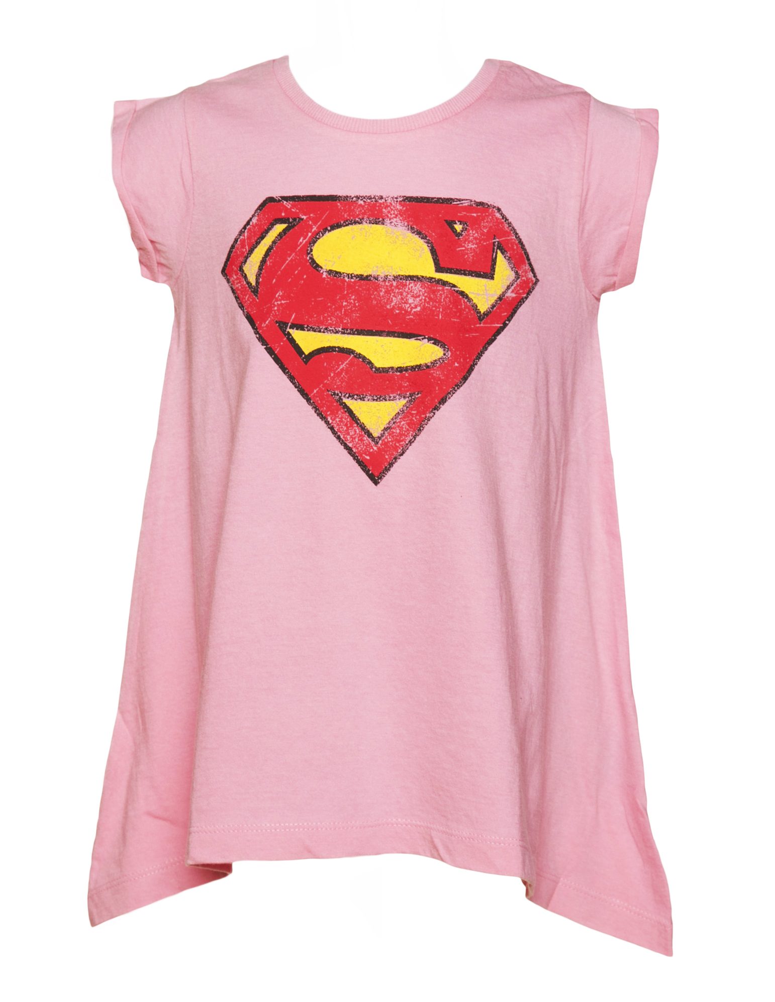 Fabric Flavours Kids Pink Draped Hem Supergirl T-Shirt from