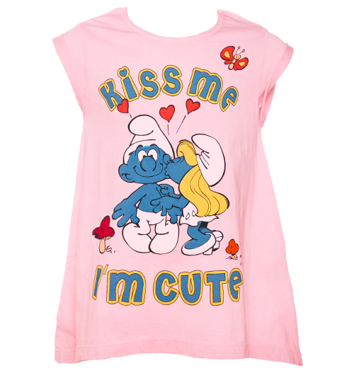 Kids Pink Kiss Me Smurf T-Shirt from Fabric