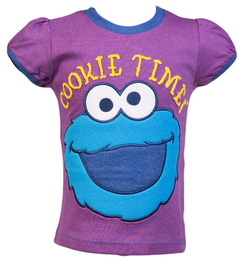Fabric Flavours Kids Purple Cookie Time Sesame Street T-Shirt