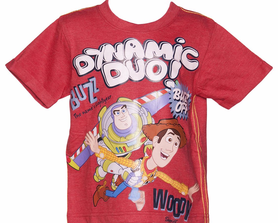 Fabric flavours Kids Red Marl Toy Story Dynamic Duo T-Shirt from