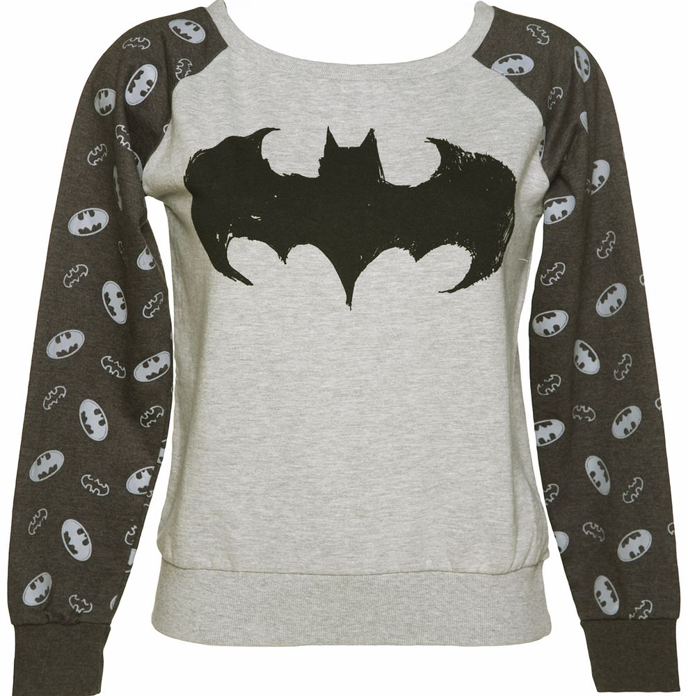 Fabric flavours Ladies Grey Marl Batman Logo Sweater from Fabric