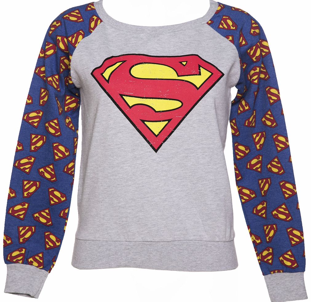 Fabric flavours Ladies Grey Marl Superman Logo Sweater from