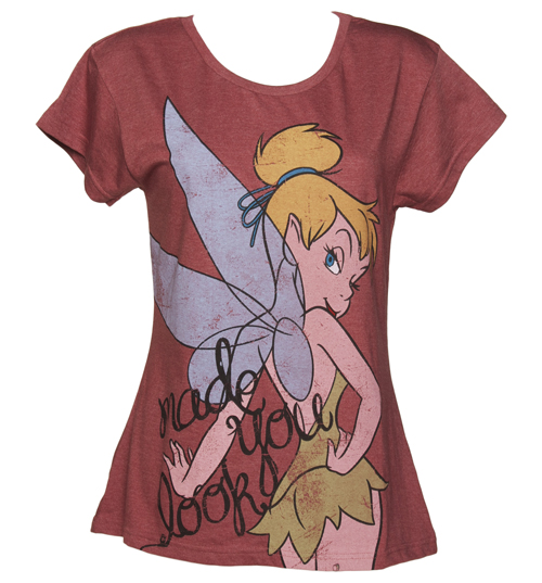 Fabric Flavours Ladies Red Made You Look Tinkerbell T-Shirt from